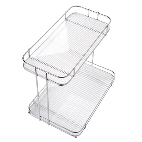 LIZEALUCKY Desktop Storage Rack Organizer Doppelschicht Acrylregal für Schlafzimmer Küche (Transparent) von LIZEALUCKY