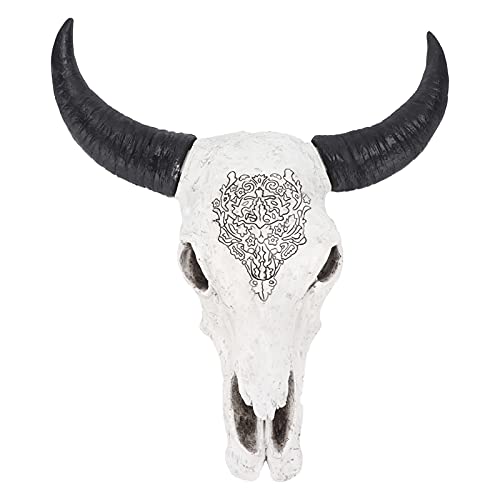 LIZEALUCKY Kuhschädel-Wanddekoration – künstlicher Longhorn-Stierkopf-Wandbehang Longhorn-Stier-Wanddekoration Polierte, handgezeichnete, stabile Hintergrunddekoration mit Stierschädel von LIZEALUCKY