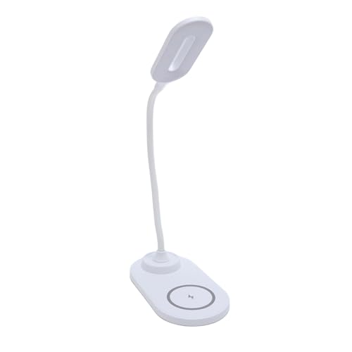 LIZEALUCKY Schreibtischlampe LED Eye Caring Typ C Eingabe 360 ° Verstellbare Leselampe mit drahtloses Ladegerät für den Telefonhörer des Telefons (Weiß) von LIZEALUCKY
