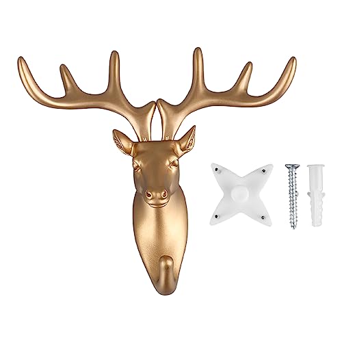 LIZEALUCKY Tierform Harzwand montiertes Haken dekorativ für Mantelhandtuchschlüssel (Goldener Hirschkopf) von LIZEALUCKY
