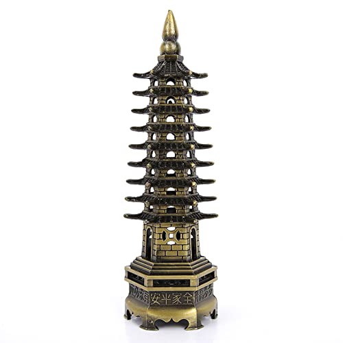 LIZEALUCKY WenChang-Turmmodell im chinesischen Stil, Legierung, Miniatur-Turm-Ornament für Office Home Desktop von LIZEALUCKY