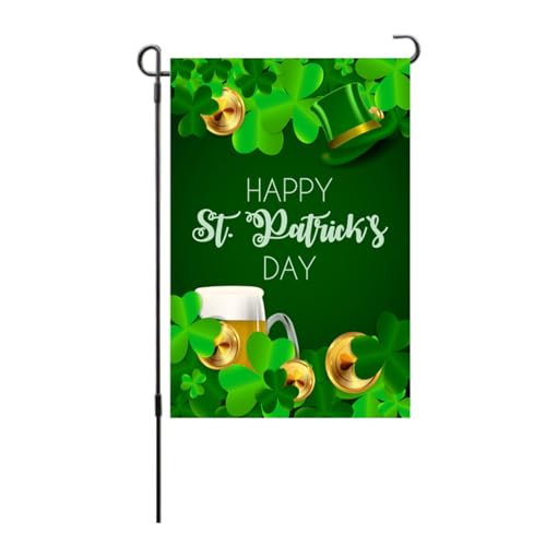 Saint Patrick Day Gartenflagge symbolisiert die hoffnungsdoppelseitige Shamrocks vertikale Flagge für den Hinterhof -Rasen (Typ 1) von LIZEALUCKY