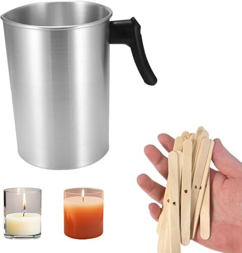 Schmelztiegel für Kerzen, Doppel kessel aus Aluminium kerzen wachs, Halterung für 4 Pfund Wachs mit hitze beständigem Griff und trockenlosem Gieß auslauf, Silber wachs schmelz behälter, 3L von LIZEALUCKY