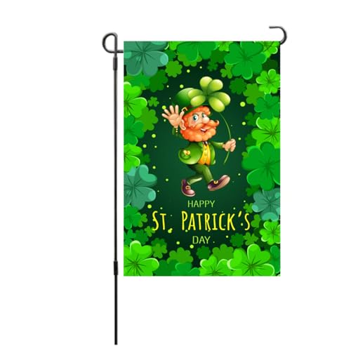 St. Patricks Day Gartenflagge exquisite dekorative Doppelseite Gartenflagge für Terrasse Veranda Balkon Hinterhof Rasen Wohnkultur (S25) von LIZEALUCKY