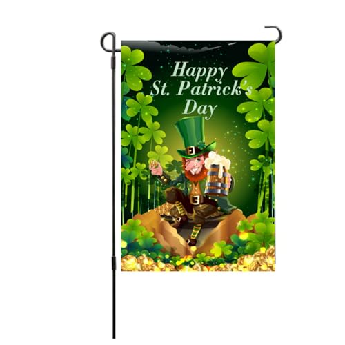 St. Patricks Day Gartenflagge exquisite dekorative Doppelseite Gartenflagge für Terrasse Veranda Balkon Hinterhof Rasen Wohnkultur (S26) von LIZEALUCKY