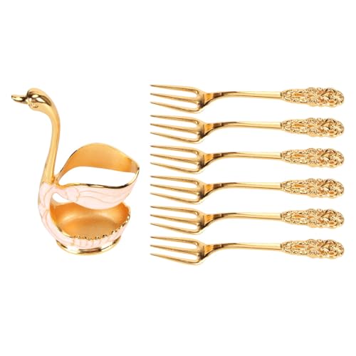 Swan Basishalter Dessertgabel Set Exquisites Metallorganisator für Kaffeefrüchte Dessert geeignet für den Heimküchentisch geeignet von LIZEALUCKY