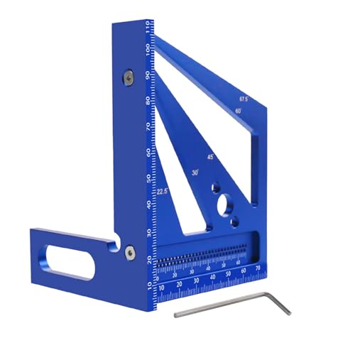 Upgrade Holzbearbeitung Messung Herrscher metrischer Zoll 3D Multi-Winkel-Aluminium-Legierung 225 30 45 60 675 90 Grad Quadrat-Prospraktor-Miter-Dreieck für DIY Carpenter Engineer (Blau) von LIZEALUCKY