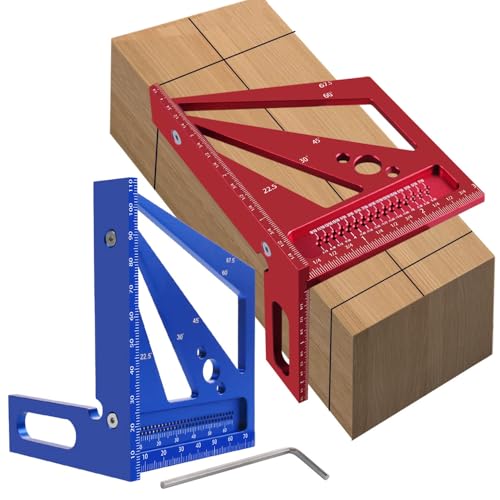 Upgrade Holzbearbeitung Messung Herrscher metrischer Zoll 3D Multi-Winkel-Aluminium-Legierung 225 30 45 60 675 90 Grad Quadrat-Prospraktor-Miter-Dreieck für DIY Carpenter Engineer (Blau) von LIZEALUCKY