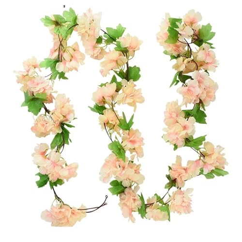 Blumengirlande Glyzinien Künstliche Blumenrebe Efeublattgirlande Seidenrosenblumen Rattanschnurrebe Hochzeit Bogenblume Hausgartendekoration (Color : 1pc-Cherry-B02) von LIZHAYG