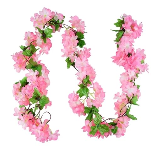 Blumengirlande Glyzinien Künstliche Blumenrebe Efeublattgirlande Seidenrosenblumen Rattanschnurrebe Hochzeit Bogenblume Hausgartendekoration (Color : 1pc-Cherry-B03) von LIZHAYG