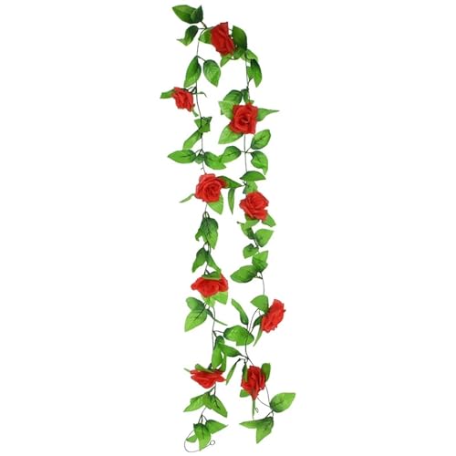 Blumengirlande Glyzinien Künstliche Blumenrebe Efeublattgirlande Seidenrosenblumen Rattanschnurrebe Hochzeit Bogenblume Hausgartendekoration (Color : B06-1pcs-red) von LIZHAYG