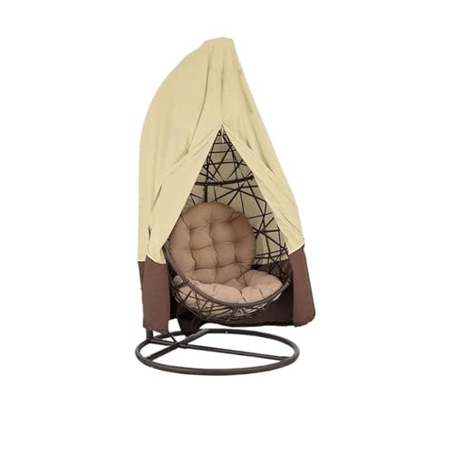 HäNgesessel Abdeckung Hängende Schaukel-Ei-Stuhl-Abdeckung mit Reißverschluss UV-Sonnenschutz-Abdeckung Gartenterrasse wasserdichte Rattan-Sitzmöbel-Abdeckung(Beige) von LIZHAYG