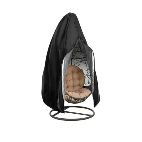 HäNgesessel Abdeckung Hängende Schaukel-Ei-Stuhl-Abdeckung mit Reißverschluss UV-Sonnenschutz-Abdeckung Gartenterrasse wasserdichte Rattan-Sitzmöbel-Abdeckung(Black) von LIZHAYG