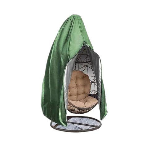 HäNgesessel Abdeckung Hängende Schaukel-Ei-Stuhl-Abdeckung mit Reißverschluss UV-Sonnenschutz-Abdeckung Gartenterrasse wasserdichte Rattan-Sitzmöbel-Abdeckung(Green) von LIZHAYG