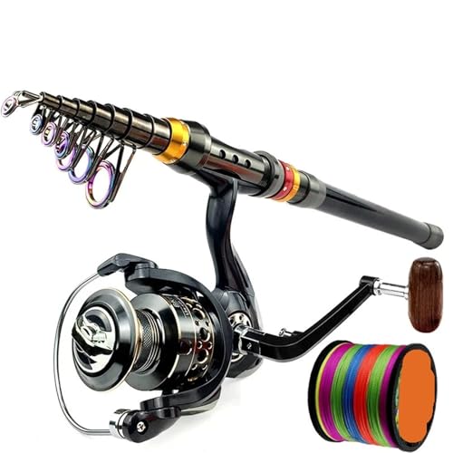 LIZHAYG Angelrute Spinning Angelrute und Rolle Combo 1,8-3,6 m Carbon Fiber Sea Pole und 5.2:1 Getriebe Verhältnis Metall Spool(2.7 m) von LIZHAYG