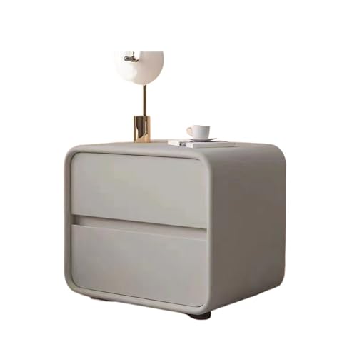 LIZHAYG Couch Beistelltisch Minimaler Massivholz-Softpaket-Creme-Wind-Warm-Schlafzimmer-Nachttisch Minimal Schmal Khaki Milchweiß(Brown,50-40-47cm) von LIZHAYG