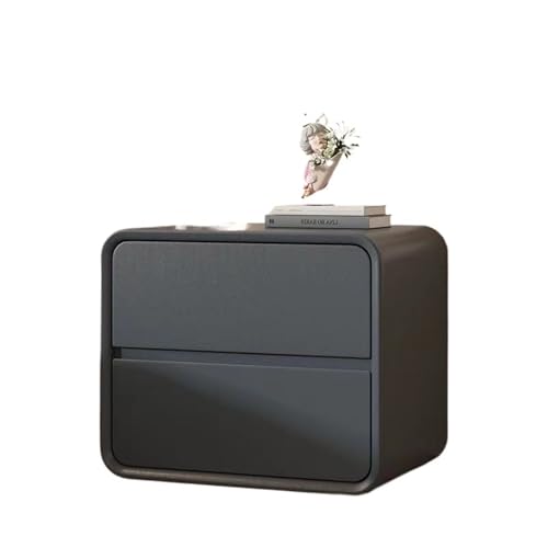 LIZHAYG Couch Beistelltisch Minimaler Massivholz-Softpaket-Creme-Wind-Warm-Schlafzimmer-Nachttisch Minimal Schmal Khaki Milchweiß(Coffee,45-40-47cm) von LIZHAYG