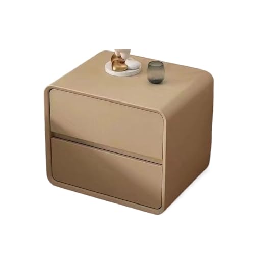 LIZHAYG Couch Beistelltisch Minimaler Massivholz-Softpaket-Creme-Wind-Warm-Schlafzimmer-Nachttisch Minimal Schmal Khaki Milchweiß(Dark Khaki,50-40-47cm) von LIZHAYG