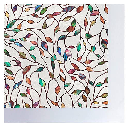 LIZHAYG Fensterfolie Selbsthaftend 3D-Blätter-Fensterfolie, Anti-Look, Buntglasfolie, Schutz-Vinyl for Glas, Solar, Selbstklebender Fensteraufkleber for Zuhause Fensterfolie Bunt(30x100 cm) von LIZHAYG