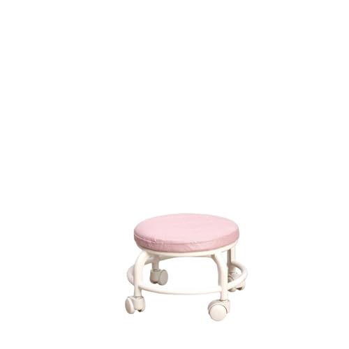 LIZHAYG Niedriger Rollhocker Mit Rollen Runder Rollhocker, bequemer, um 360 Grad drehbarer Rollhocker, Stabiler Rollhocker mit niedriger Höhe, for Küche und Garage(Pink) von LIZHAYG