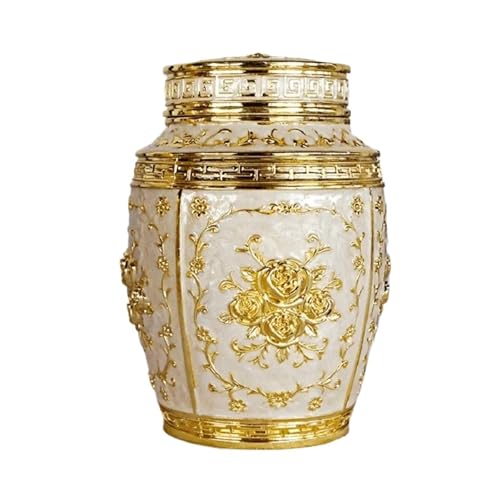 LIZHAYG Tierurnen FüR Hunde Blumenurnen for Haustiere, Metallurnen for Haustiere, Trauerbox for Welpen, Bestattungsurne for menschliche Asche, Sarg(Gold) von LIZHAYG