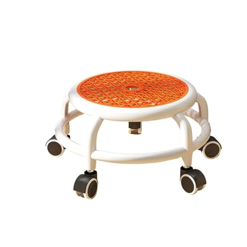 Niedriger Rollhocker Mit Rollen Low Roller Seat Chair 360 Rotating Pedicure Stool Multipurpose Universal Wheel Stool for Home Office Library Salons Barber Shop(Orange A) von LIZHAYG