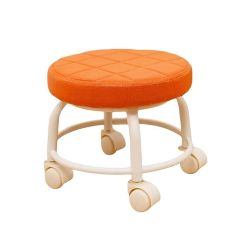 Niedriger Rollhocker Mit Rollen Multifunktionaler Flaschenzug-Hochleistungssitz, 360-Grad-Drehung, wasserdichter Hocker mit Rädern und geringer Praktikabilität, Fitness-Lazy-Bench-Hocker(Orange) von LIZHAYG