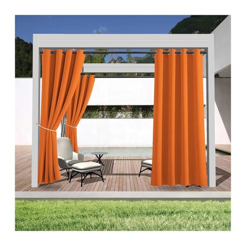 Outdoor Vorhang Wetterfest 1 Stück, Außenvorhänge, wasserdichter Sichtschutzvorhang mit Ösen Oben, for Veranda, Pergola, Cabana, Terrassendekoration(Orange,1_W254 X H213) von LIZHAYG