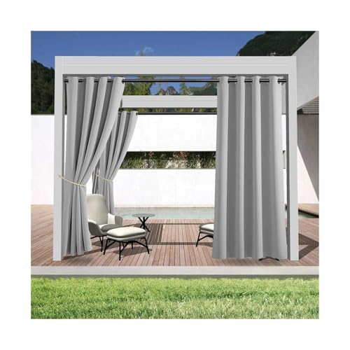 Outdoor Vorhang Wetterfest 1 Stück, Außenvorhänge, wasserdichter Sichtschutzvorhang mit Ösen Oben, for Veranda, Pergola, Cabana, Terrassendekoration(Sliver,1_W132 X H213) von LIZHAYG