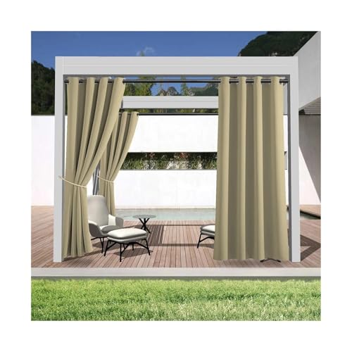 Outdoor Vorhang Wetterfest 1 Stück, Außenvorhänge, wasserdichter Sichtschutzvorhang mit Ösen Oben, for Veranda, Pergola, Cabana, Terrassendekoration(Taupe,1_W132 X H213) von LIZHAYG
