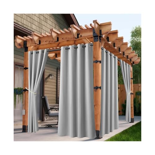 Outdoor Vorhang Wetterfest 1 x wasserdichte Outdoor-Vorhänge, UV-Schutz, Wärmedämmung, Sonnenschutz, Ösenoberteil for Veranda, Pergola, Cabana(Silver,1_W52XH95(INCH)-1PCS) von LIZHAYG