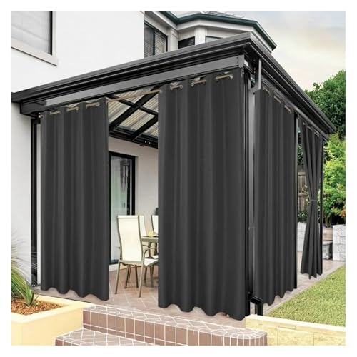 Outdoor Vorhang Wetterfest Wasserdicht, Winddicht, UV-beständig, Polyester-Vorhänge for Terrasse, Veranda, Pergola, Terrasse, Schattierungsvorhänge in Mehreren Größen(Dark Grey,W40xH60cm) von LIZHAYG