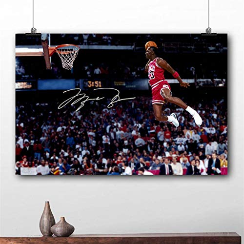 LIZHIOO Basketball-Plakat, Michael Jordan Fliegender Dunk-Bildwand, Sportstern-Plakat, Wohnzimmer Wandmalerei, Dekoration (Rahmenlos) (Size : 60x90cm no Frame) von LIZHIOO