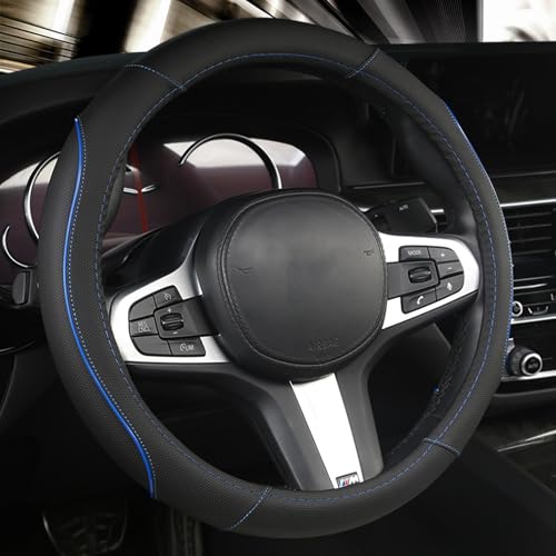 LIZHIguo Auto Lenkradbezug für BMW 4er F32 Coupe 2013-2023,Anti Rutsch Atmungsaktiv Verschleißfest Elastizität Lenkradhüllen,Auto Lenkradbezug Schutzhülle Innenraum,C-Blue + Black-O-Shaped von LIZHIguo