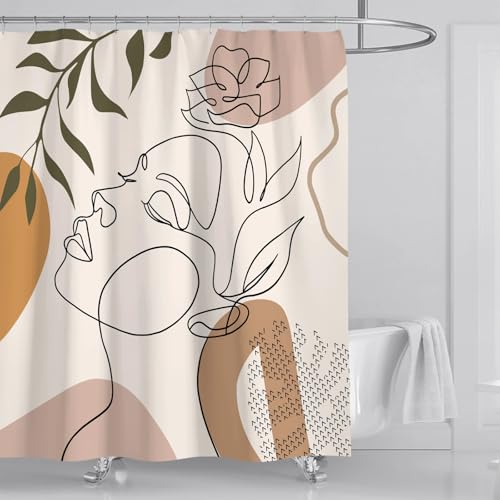LIZXJY Bathroom Abstract Bohemian Shower Curtain Medieval Minimalist Girl Art Polyester Fabric Shower Curtain with 12 Hooks 300x180cm von LIZXJY