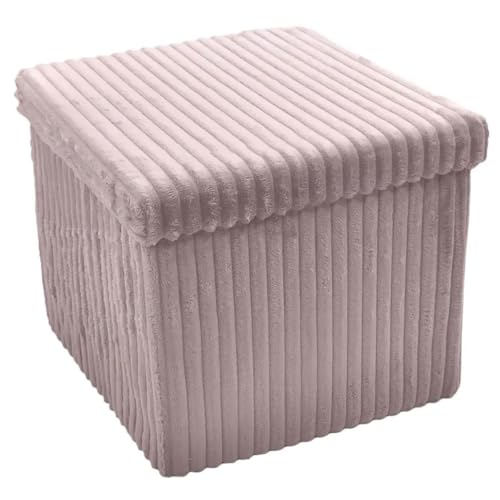 Faltbare Aufbewahrungsboxen, Sitz, Fußhocker, Knautschsamt und Cordmaterial, Ottomane, Aufbewahrungsbox mit Deckel für Kinder, Spielzeug, Schlafzimmer, Flur, Wohnzimmer (Cord Blush Pink, 38 x 38 x 38 von LIZZIE JACOBS