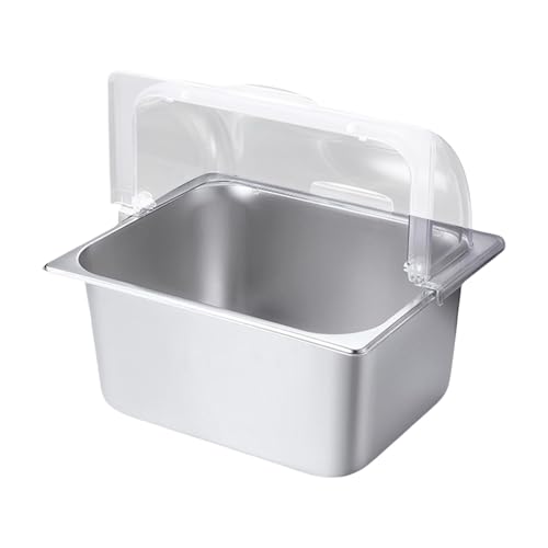 Edelstahl Suqare Form Food Präsentation Pfanne Clear Roll Top Deckel Buffet Serving Tablett Küche Gewürzspanner von LIbgiubhy