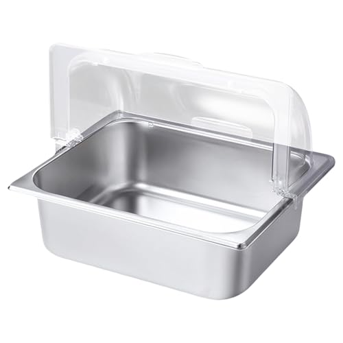 Edelstahl Suqare Form Food Präsentation Pfanne Clear Roll Top Deckel Buffet Serving Tablett Küche Gewürzspanner von LIbgiubhy