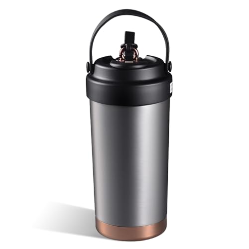 Edelstahlflasche Mit Großer Kapazität Keramikbeschichteter Isolierung Kaffeetasse Getränkebehälter Mit Strohdeckel Edelstahlflasche Mit Großer Kapazität Keramikbeschichteter Isolierung Kaffeetasse Getränkebehälter Mit Strohdeckel von LIbgiubhy