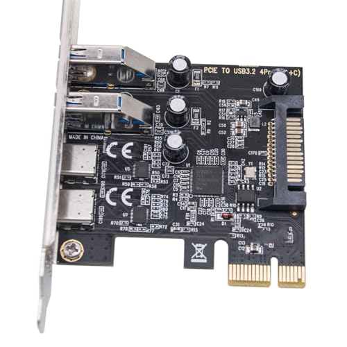 LIbgiubhy Interne PCIE 1X Auf USB Erweiterungskarte USB 3.2 Gen1 Typ C Und USB Hubs Karte Mit Metallklammern von LIbgiubhy