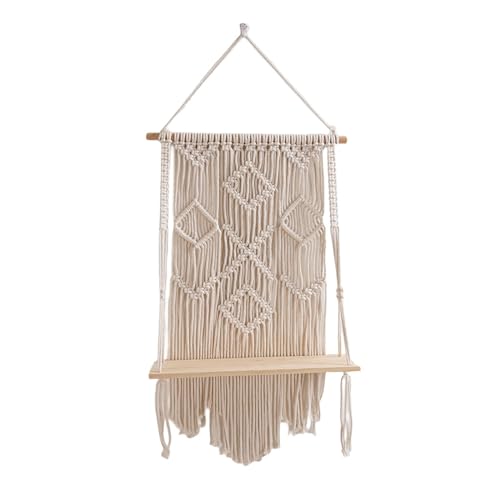 LIbgiubhy Lagerregal, funktionales Holzregal zur Aufbewahrung, Baumwollseil, handgewebte Hängeregale LIbgiubhy Lagerregal, funktionales Holzregal zur Aufbewahrung, Baumwollseil, handgewebte Hängeregale von LIbgiubhy