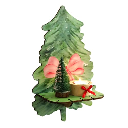 LIbgiubhy Stilvolles Wandregal aus Holz mit Schleifenmuster, für Feiertage, Festivals, Weihnachtsbaumform, schwebende Regale, hängende Lagerung von LIbgiubhy