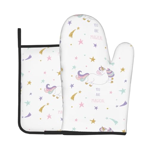 You Are Magical Print Ofenhandschuhe und Topflappen Set für Ofen und Grill, ideales Geschenk für Köche von LJABCVNN