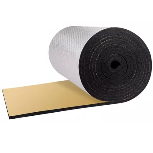 LJBD Dämmmatte Selbstklebend Aluminiumfolie 10mm Stärke Schallschutzmatte Fahrzeug-Isolierung Wasserdicht Thermo Isolierfolie für Türen Dächer Fußböden Wohnwagen(Size:1m x 10m x 10mm,Color:Schwarz) von LJBD