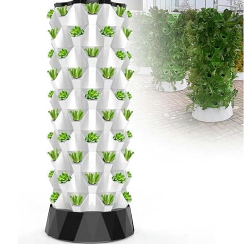 Hydroponischer Turm, Hydroponik-Anbauset mit Hydropumpe, Hydrokultur-Anbau im Garten, vertikaler Turm für frischen Kräutergarten, Obst, Gemüse,8Floors von LJCSSD
