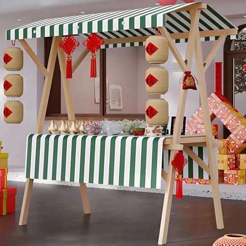 Kommerzieller Imbisswagen mit Rädern, tragbarer Marktstand zum Verkauf von Hot Dogs/Kaffee/Blumen/Süßigkeiten, faltbarer Imbissstand aus Holz für den Außenbereich,S(withWheels)-Color4 von LJCSSD