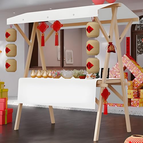 Kommerzieller Imbisswagen mit Rädern, tragbarer Marktstand zum Verkauf von Hot Dogs/Kaffee/Blumen/Süßigkeiten, faltbarer Imbissstand aus Holz für den Außenbereich,S(withWheels)-Color5 von LJCSSD