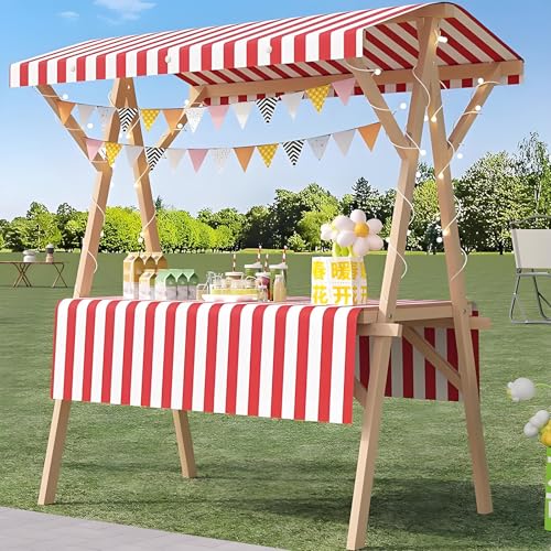Kommerzieller Imbisswagen mit Rädern, tragbarer Marktstand zum Verkauf von Hot Dogs/Kaffee/Blumen/Süßigkeiten, faltbarer Imbissstand aus Holz für den Außenbereich,S(withWheels)-Color6 von LJCSSD