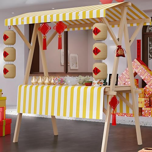 Kommerzieller Imbisswagen mit Rädern, tragbarer Marktstand zum Verkauf von Hot Dogs/Kaffee/Blumen/Süßigkeiten, faltbarer Imbissstand aus Holz für den Außenbereich,S(withWheels)-Color7 von LJCSSD