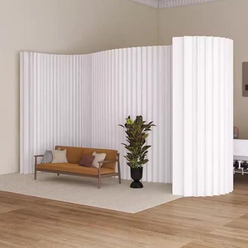 Moderner Raumteiler aus Papier, faltbarer, einziehbarer Raumteiler, multifunktionaler Sichtschutz, kreative Bildschirmtrennwand für Zuhause/Büro,White-7x2.2m/22.96x7.21FT von LJCSSD